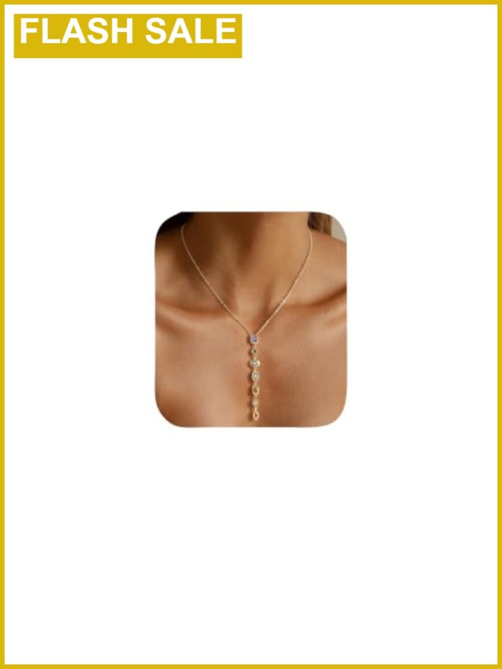 7 Chakra Gold Plated Pendant Lariat Y Necklace Adjustable